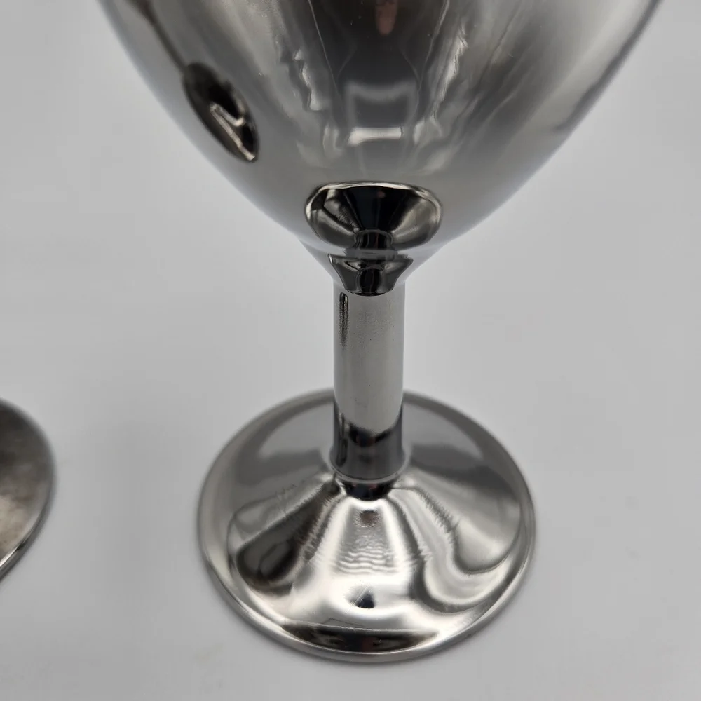 Vintage MCM France Ombre Clear Silver Cocktail Wine Glasses Goblets Set Of 2